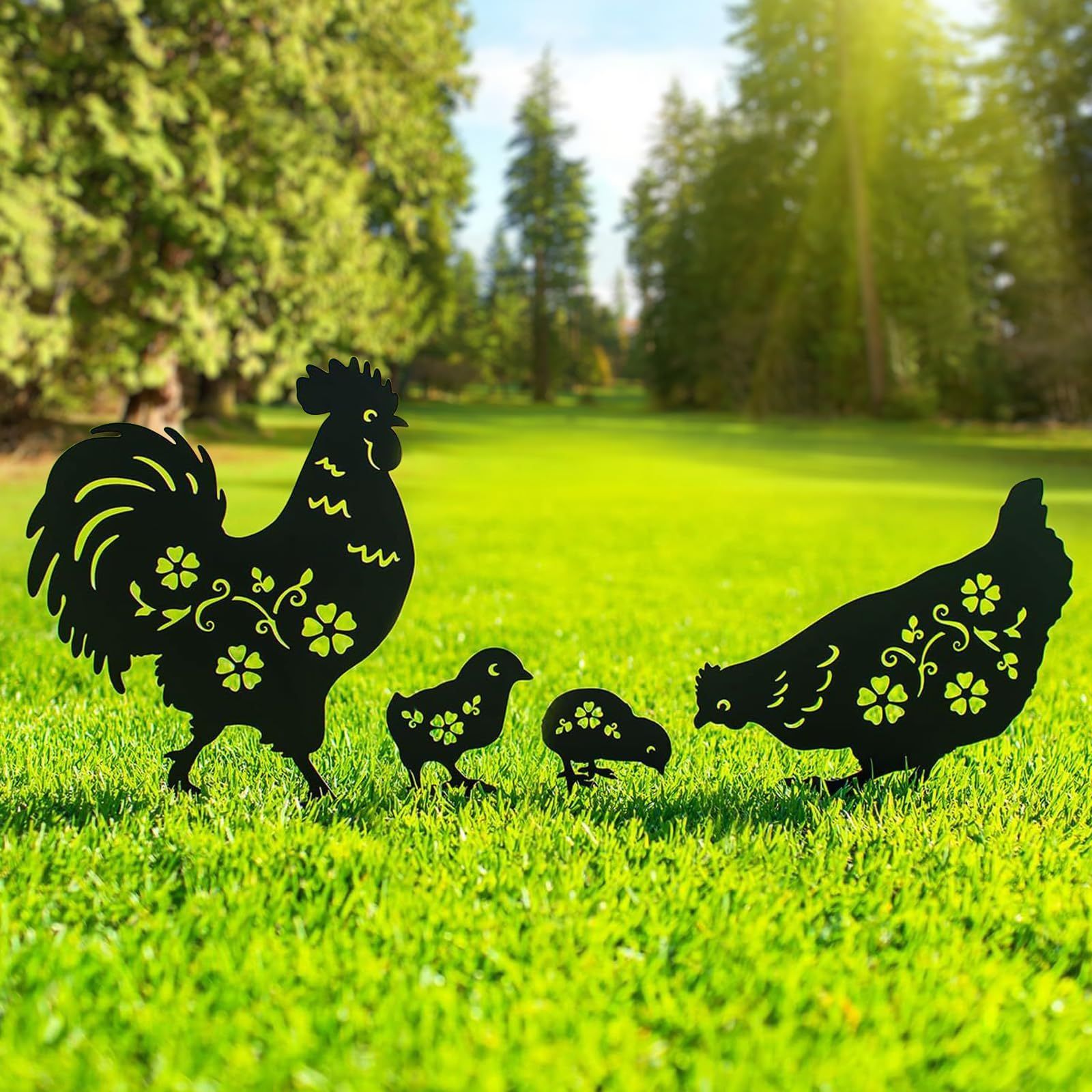 ガーデンオブジェ シルエット 鶏 4点セット ガーデニング MrMrKura