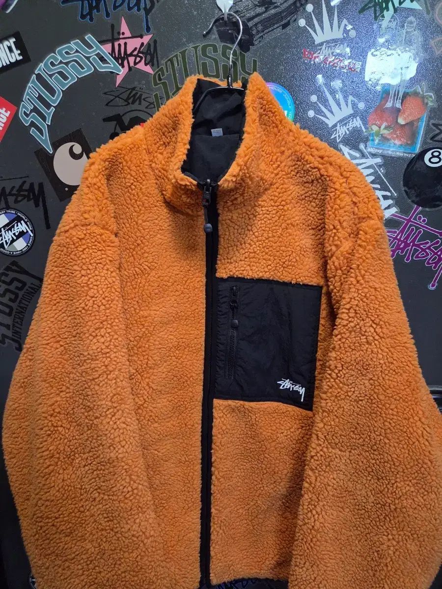 STUSSY 8ボール シェルパ ジャケット オレンジ L - メルカリ