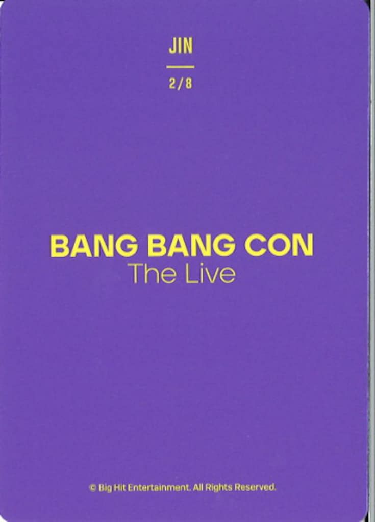 BTS ミニフォトカード JIN 2020 BANG BANG CON The Live 2/8 - メルカリ