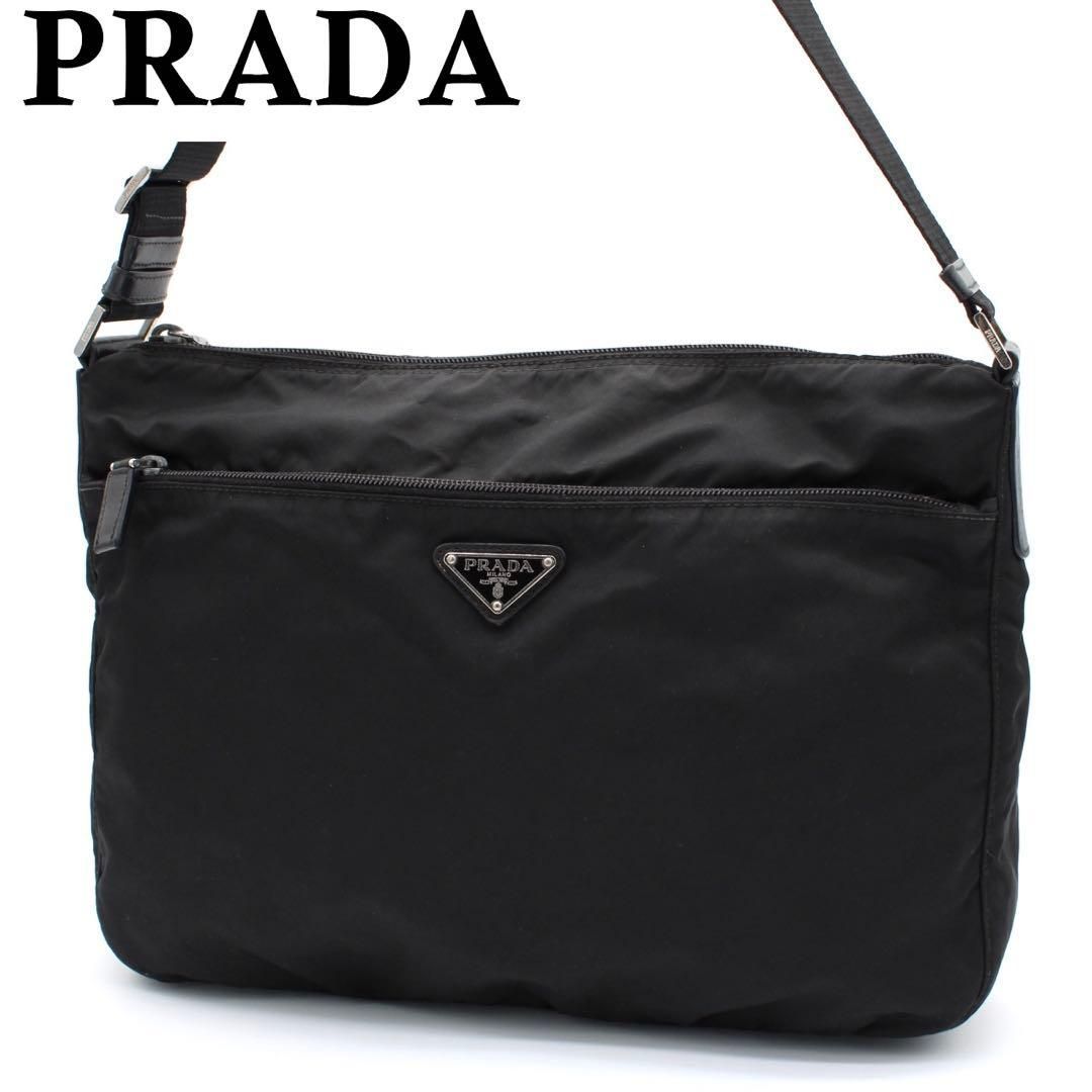 PRADA プラダ テスートナイロン キルティング ゴールドチェーン ショルダーバッグ 肩掛け レザー 本革 ネイビー 紺 A4収納可能 三角ロゴプレート トライアングル 1000円〜 美品 PRADA プラダ テスート ナイロン ネイビー×ゴールド