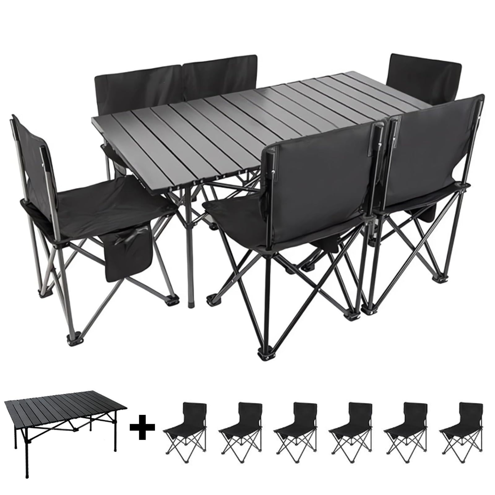 アウトドア バーベキュー テーブルセット 7点 チェア6脚とテーブル