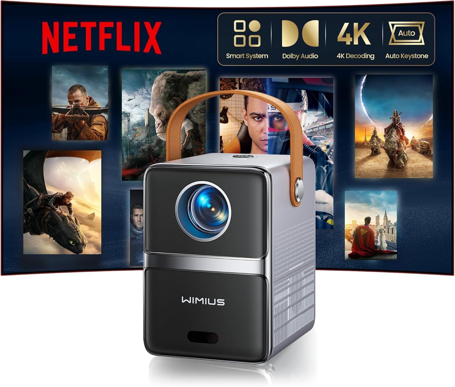 プロジェクター 小型 - [Netflix/Dolby対応/自動台形補正/電動