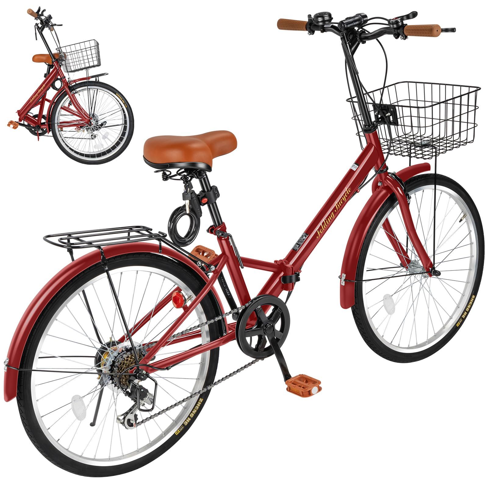 数量限定 折りたたみ自転車 シマノ7段変速 高炭素鋼フレーム 折り畳み