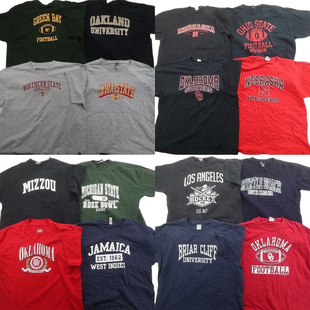 古着卸 まとめ売り カレッジ風 半袖Tシャツ 16枚セット (メンズ 2XL