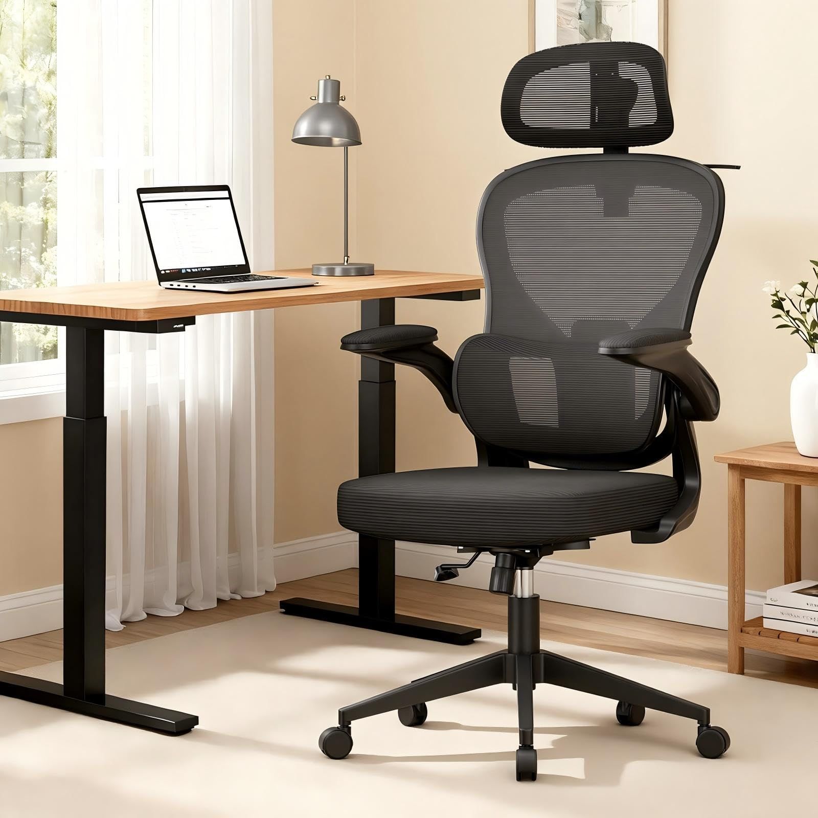 GXTRACE オフィスチェア 椅子 デスクチェア ゲーミングチェア ハンガー搭載 可動式独立型ランパーサポート 跳ね上げ式アームレスト 3Dヘッドレスト 通気性メッシュ パソコンチェア 01-Black so