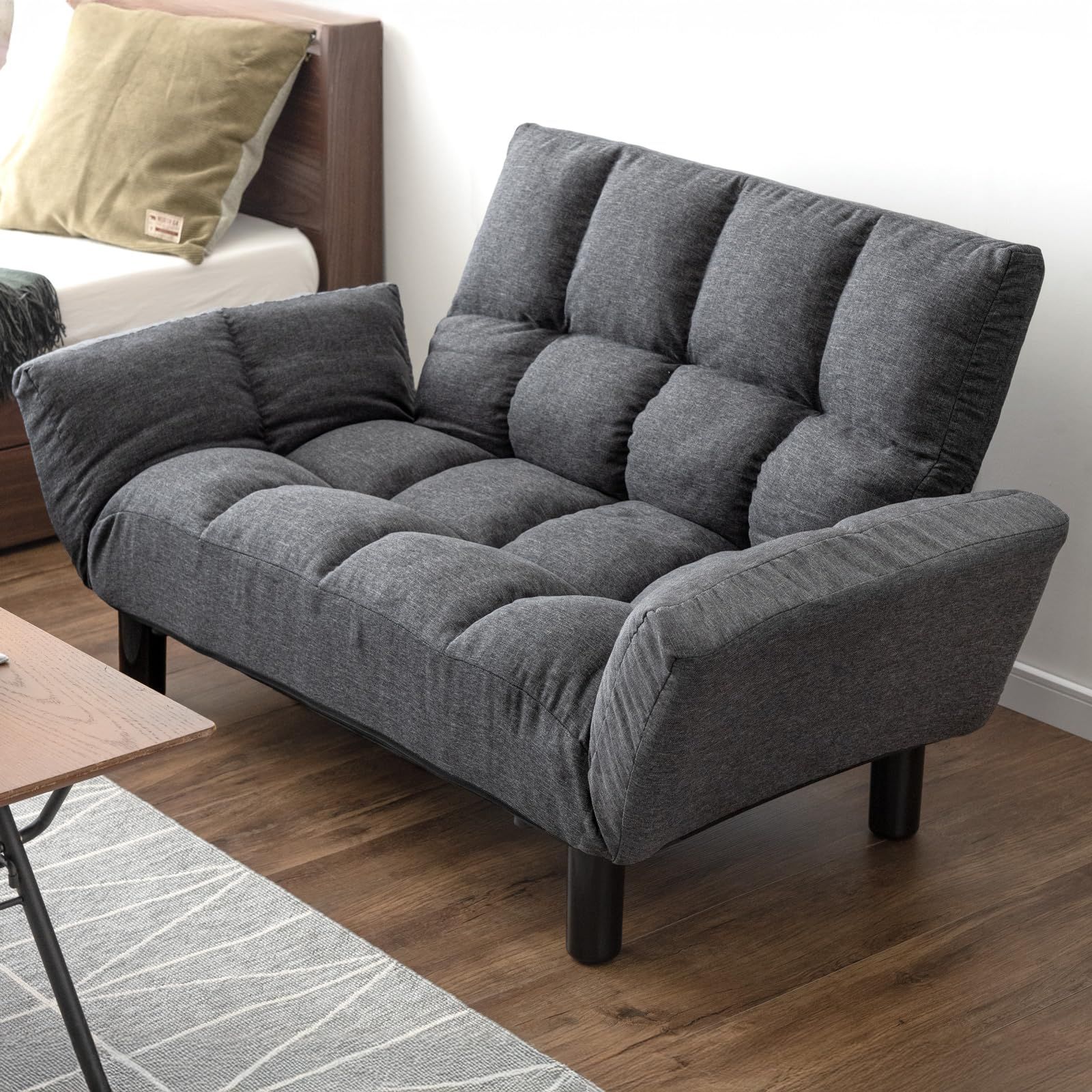 タンスのゲン ソファー 2人掛け リクライニング ひじ掛け ローソファ フロアソファ コンパクト ファブリック ソファ 15210055 101321 so