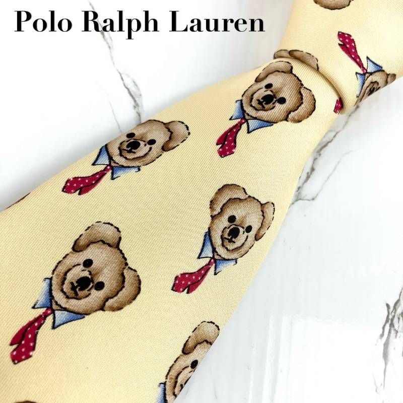 極美品 Polo Ralph Lauren ポロラルフローレン ネクタイ ポロベア総柄