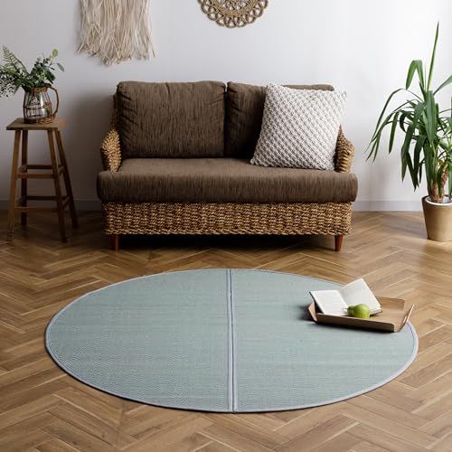 新品 イケヒコ 竹 ラグ カーペット 竹ラグ バンブーラグ NSジーンズ 約140cm丸 ブルー 円形 おしゃれ ひんやり 涼感 夏用 ラグマット デニム フロアマット 丈夫 傷に強い 傷防止 保護 抗菌防臭 消臭 ＃1101300046901