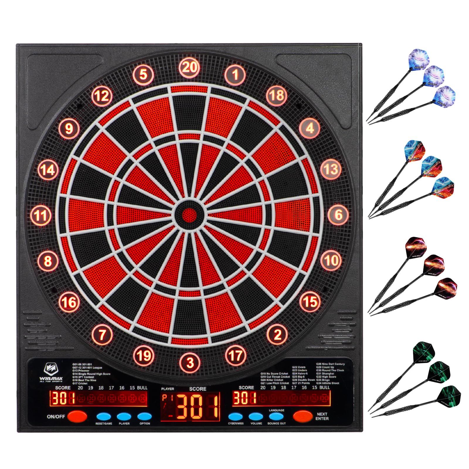 WIN.MAX 電子ダーツボード セット?3LED 見やすい大画面? 8色表示? 自動