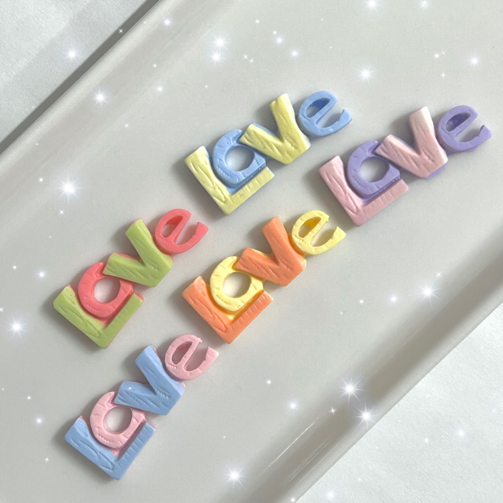 s154】1セット 5個入り 100円 LOVE デコパーツ ホイップデコ