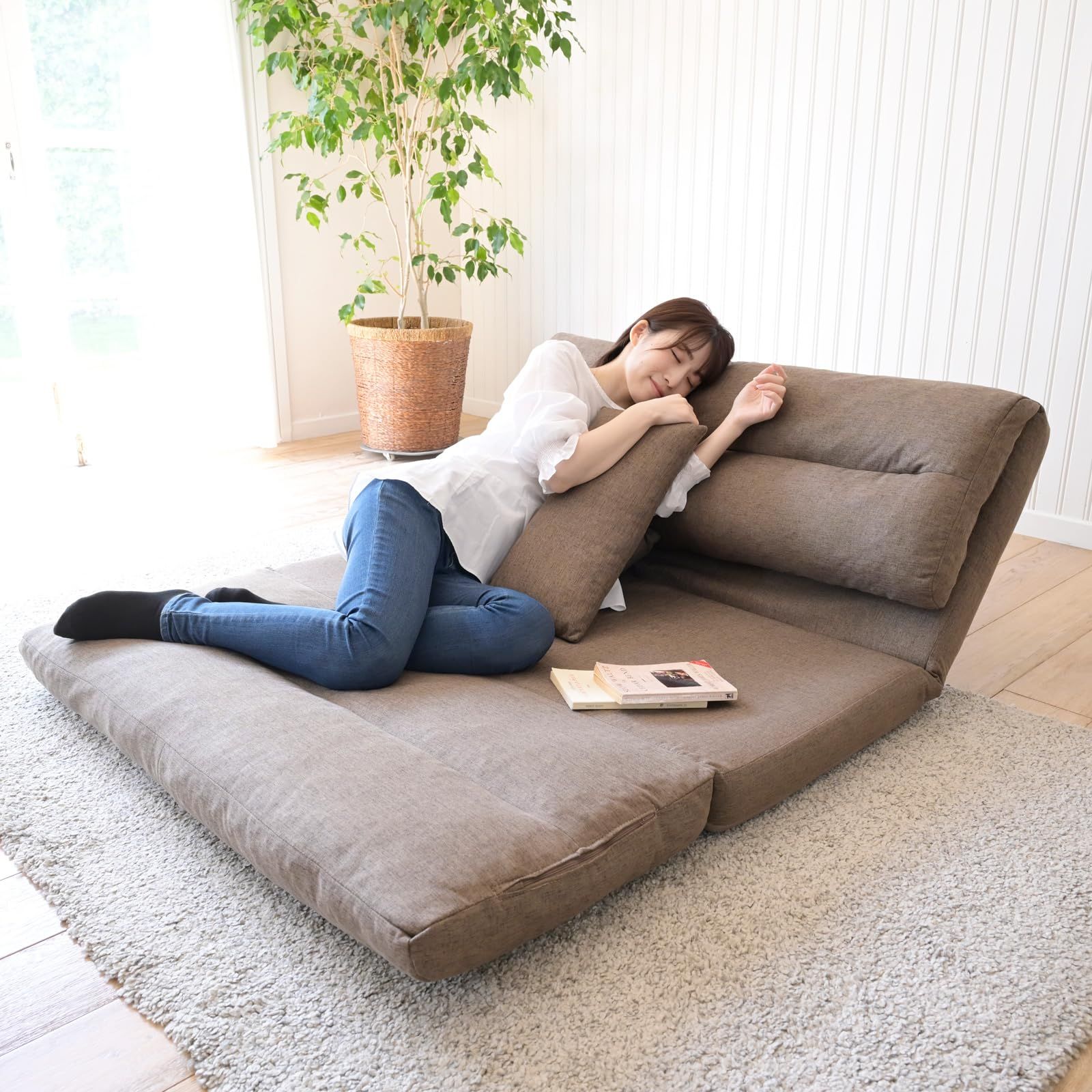 山善(YAMAZEN) ソファ ソファーベッド 座椅子 3WAY ゆったり 一人掛け