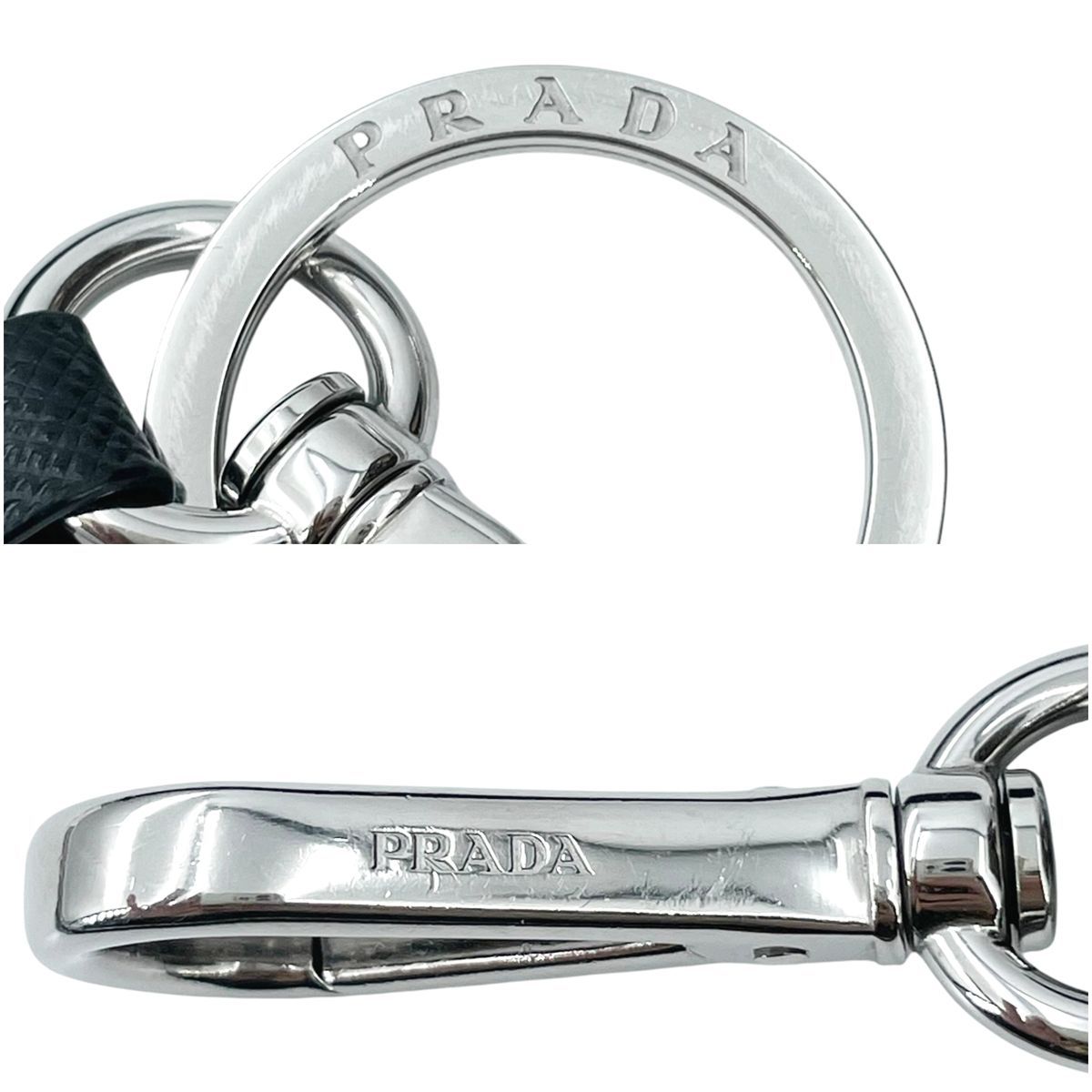 中古】 PRADA プラダ ロボットサフィアーノレザー キーリングチャーム
