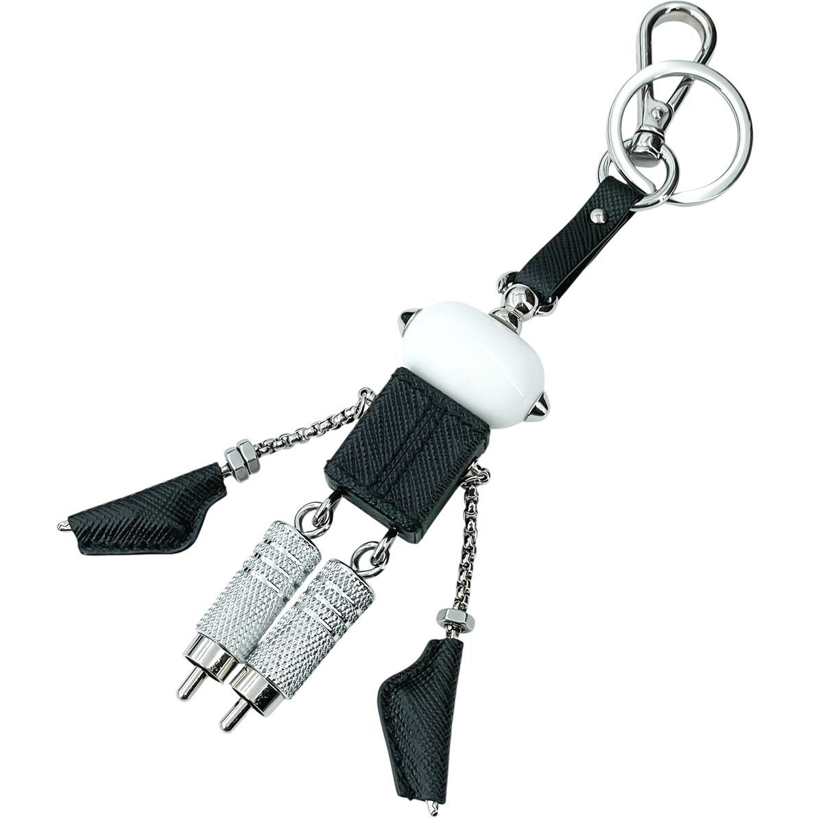 中古】 PRADA プラダ ロボットサフィアーノレザー キーリングチャーム