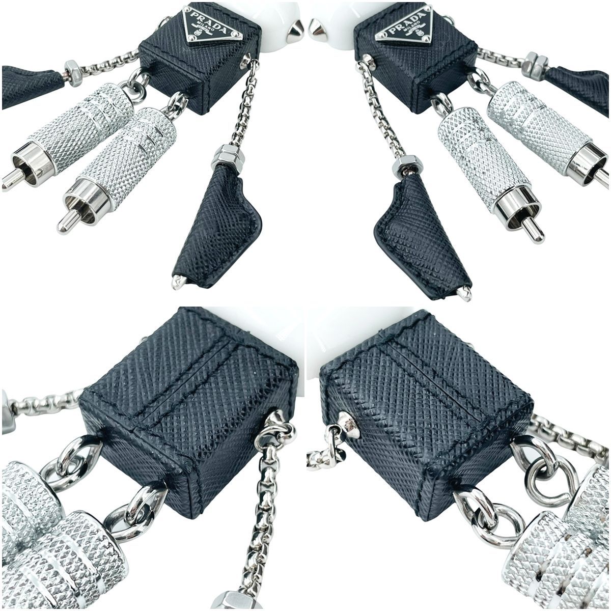 中古】 PRADA プラダ ロボットサフィアーノレザー キーリングチャーム