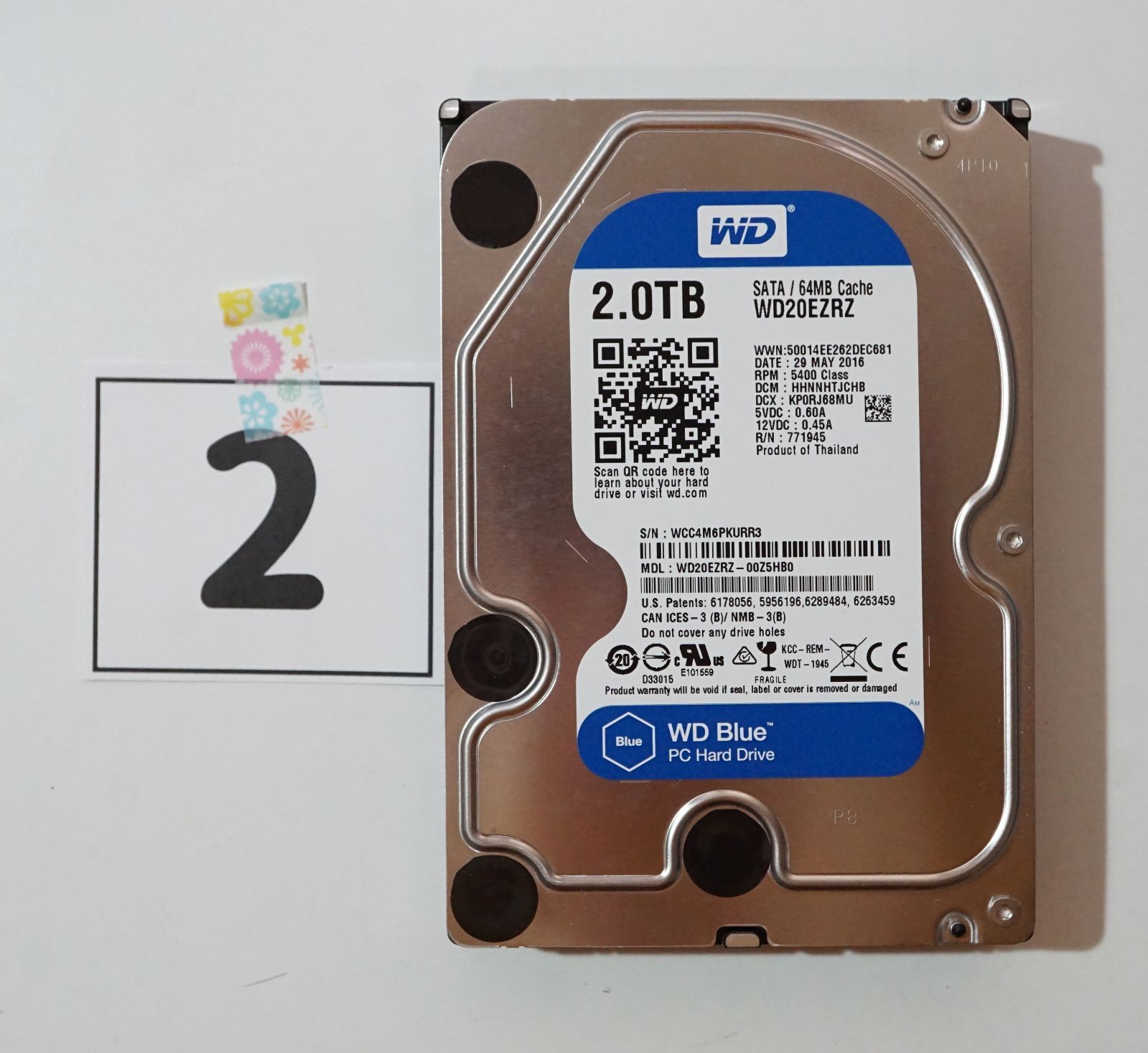 Blue Digital Western WD 2.0TB ☆ Hard SATA 2TB HDD WD20EZRZ Drive 