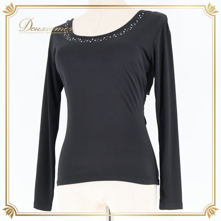 社交ダンス 衣装 トップス ブラウス ブラック系 チャコット Chacott 黒