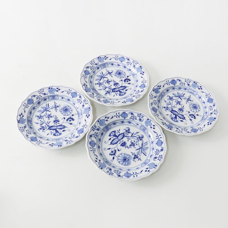 最高級 マイセン MEISSEN ブルーオニオン プレート 直径18cm 4客セット
