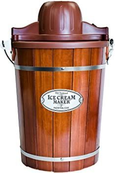 Nostalgia ICMP600WD Vintage Collection 6-Quart Wood Bucket Electric Ice Cream Maker with Easy-Clean Liner by Nostalgia