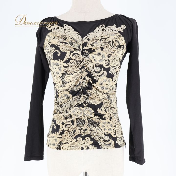 社交ダンス 衣装 トップス ブラウス ブラック系 チャコットロイヤル