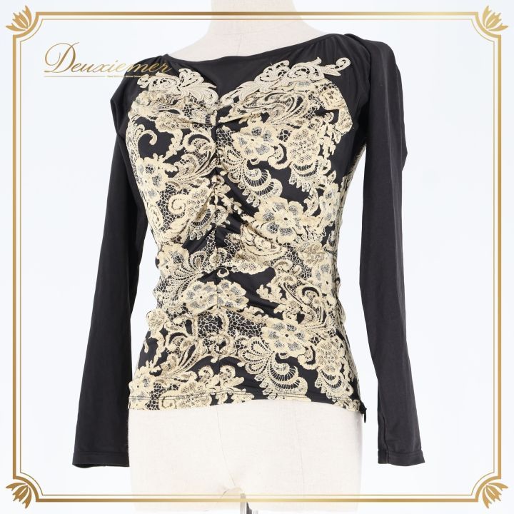 社交ダンス 衣装 トップス ブラウス ブラック系 チャコットロイヤル