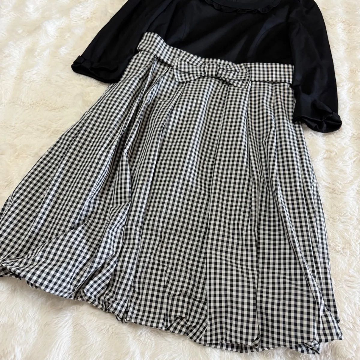 TO BE CHIC トゥービーシック ワンピース 42 ブラック ギンガム 