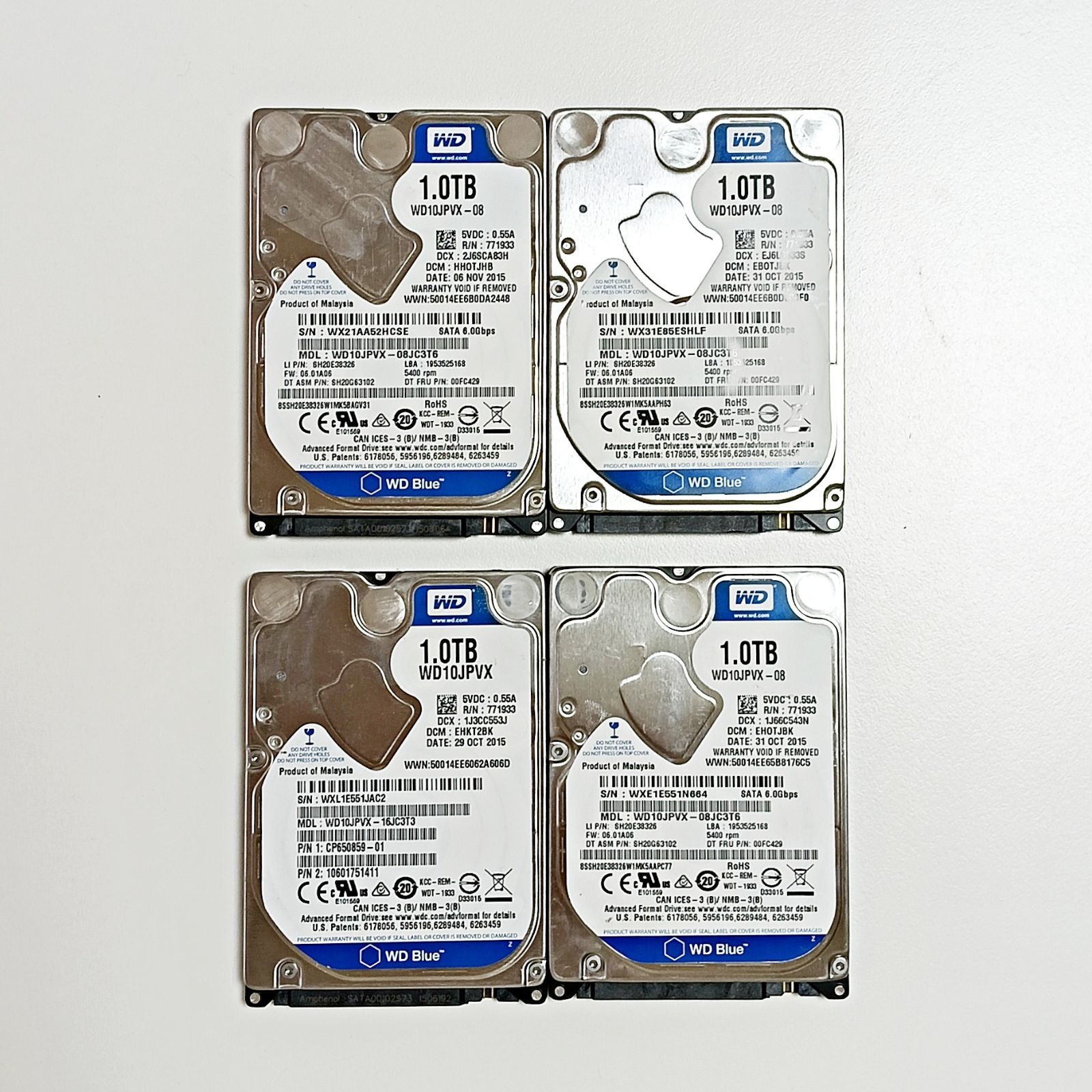 動作良好・全品正常判定】 2.5インチHDD 1TB×4枚セット 動作確認済み
