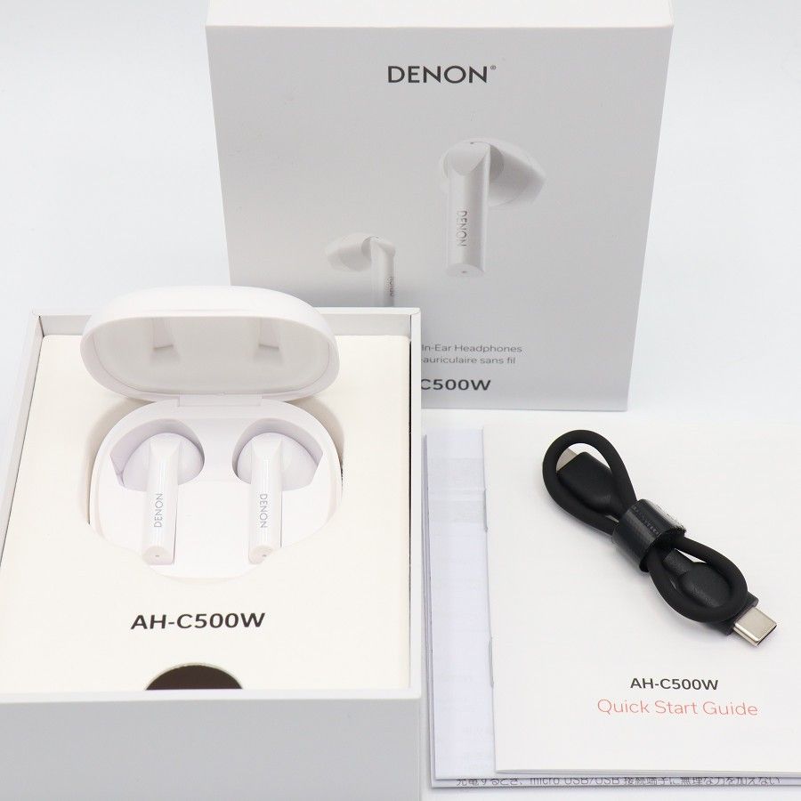 美品】DENON AH-C500W-WT ホワイト 完全ワイヤレスイヤホン