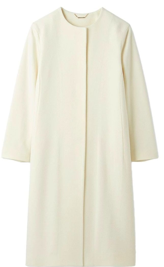 CELFORD カシミヤ混 ノーカラー ロングコート アイボリー 38 タグ付