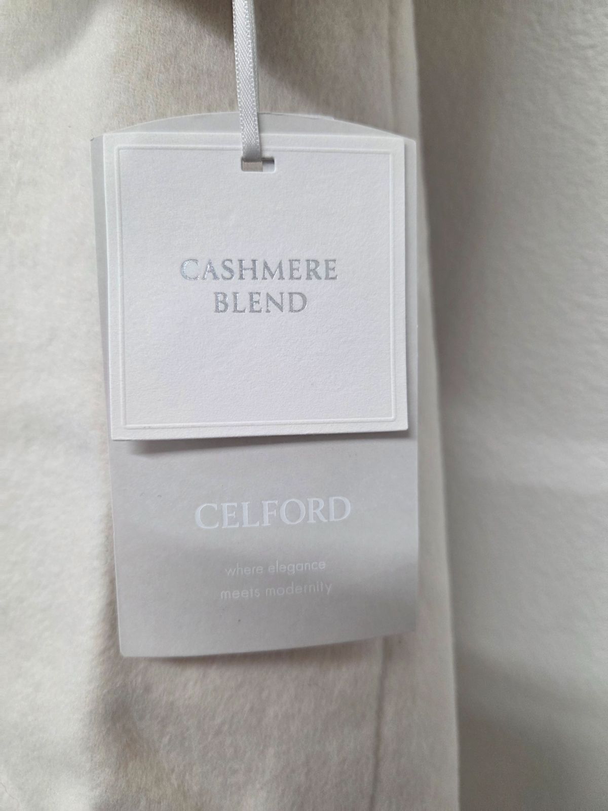 CELFORD カシミヤ混 ノーカラー ロングコート アイボリー 38 タグ付