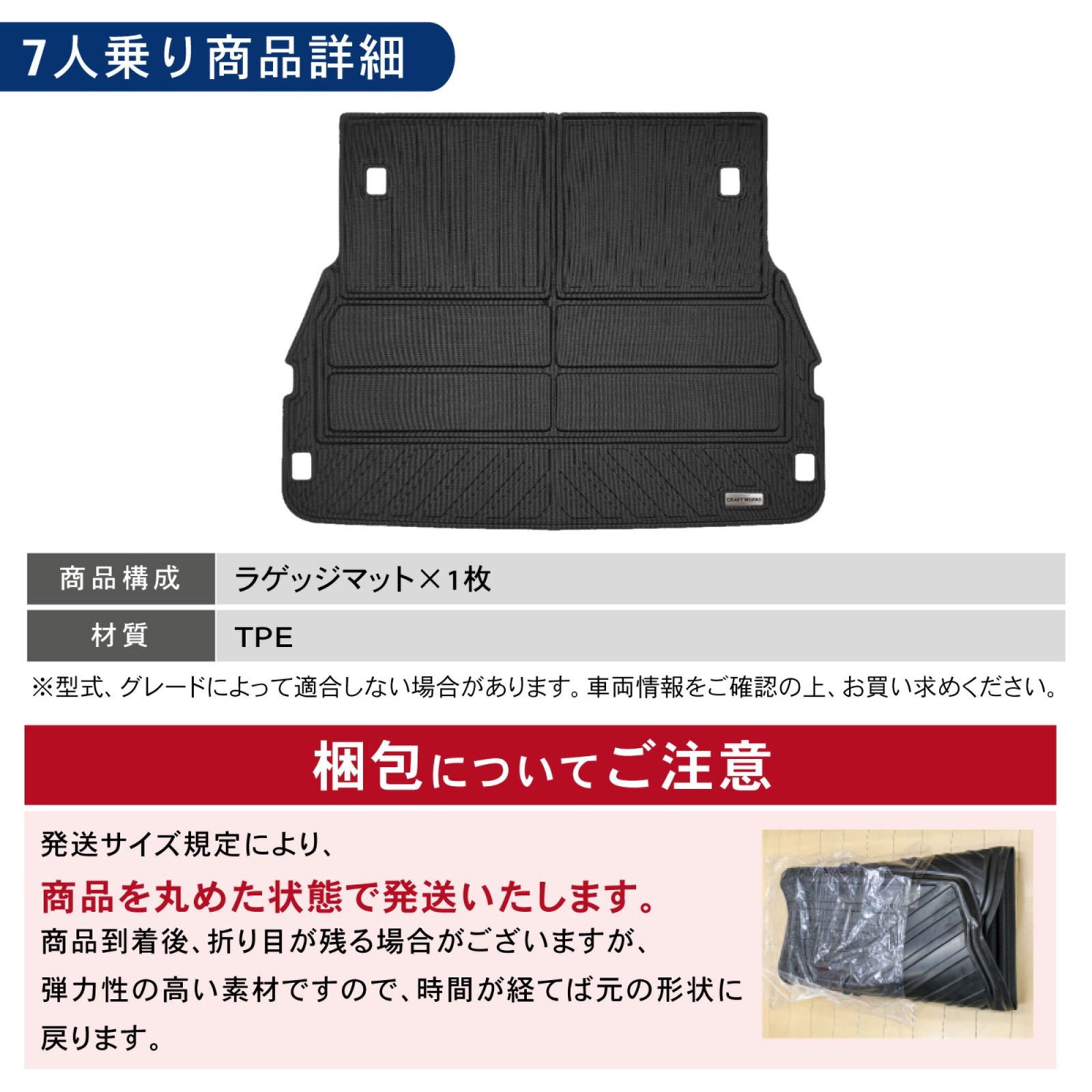訳あり】R0478 ランドクルーザー 300系 ラゲッジマット 7人乗り用