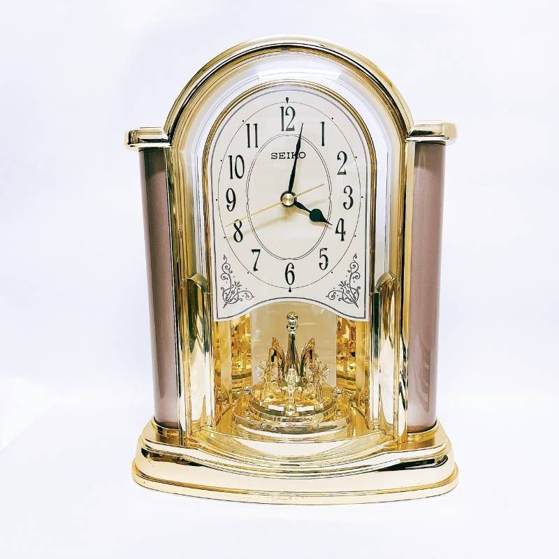 動作品】SEIKO セイコー 置き時計 回転飾り ゴールド BY 418 G - メルカリ