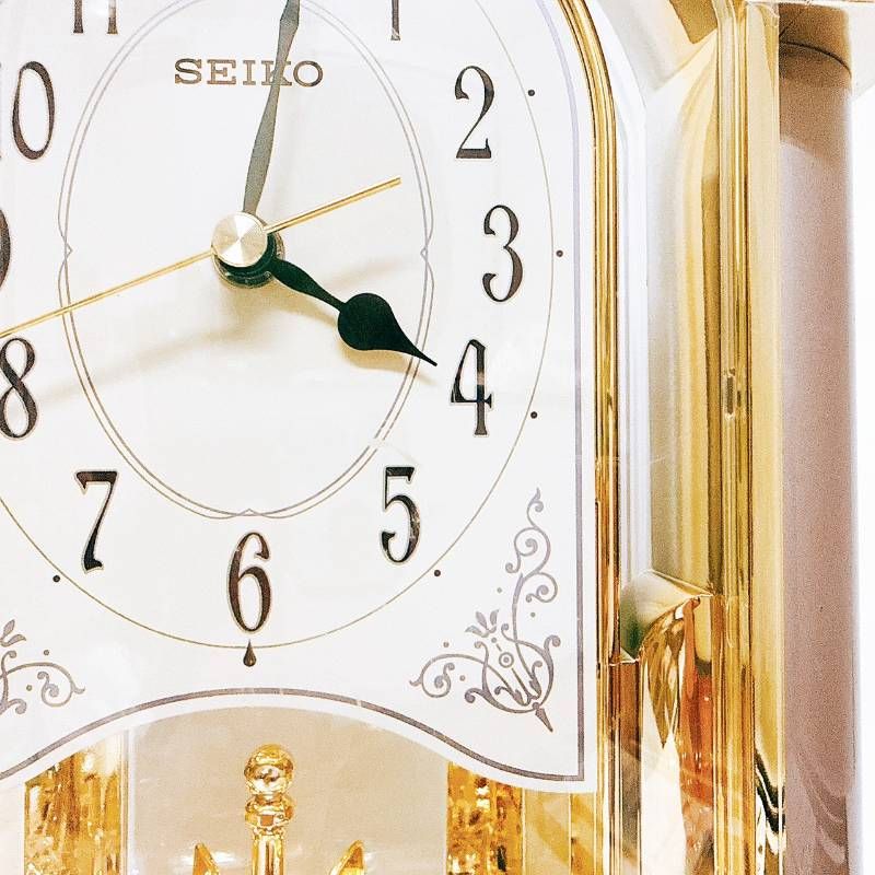 動作品】SEIKO セイコー 置き時計 回転飾り ゴールド BY418G レトロ