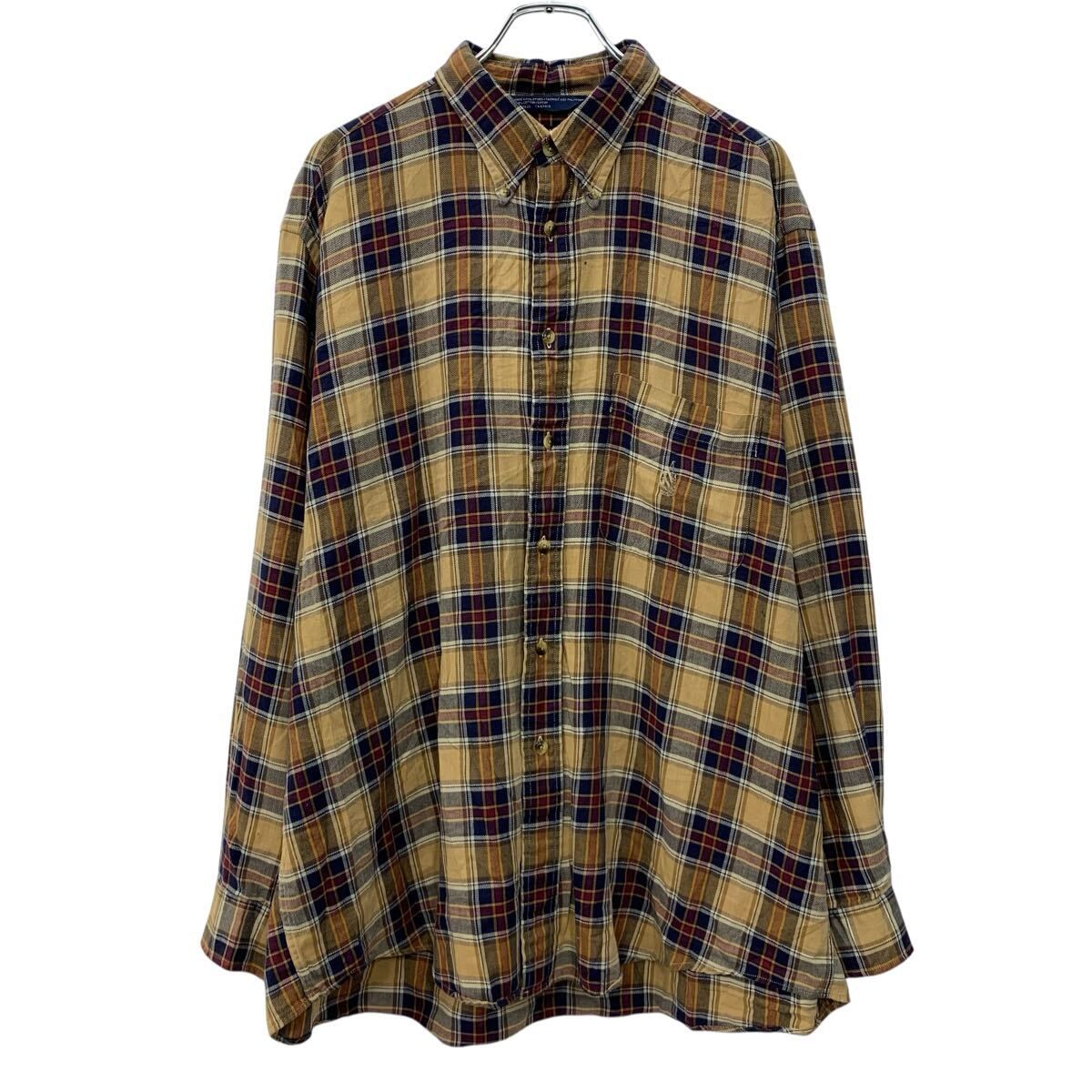 90s nautica 長袖 チェックシャツ XL ブラウン ノーティカ ボタン 