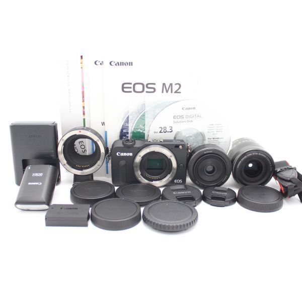 □美品□ CANON ミラーレス一眼カメラ EOS M2 ダブルレンズキット