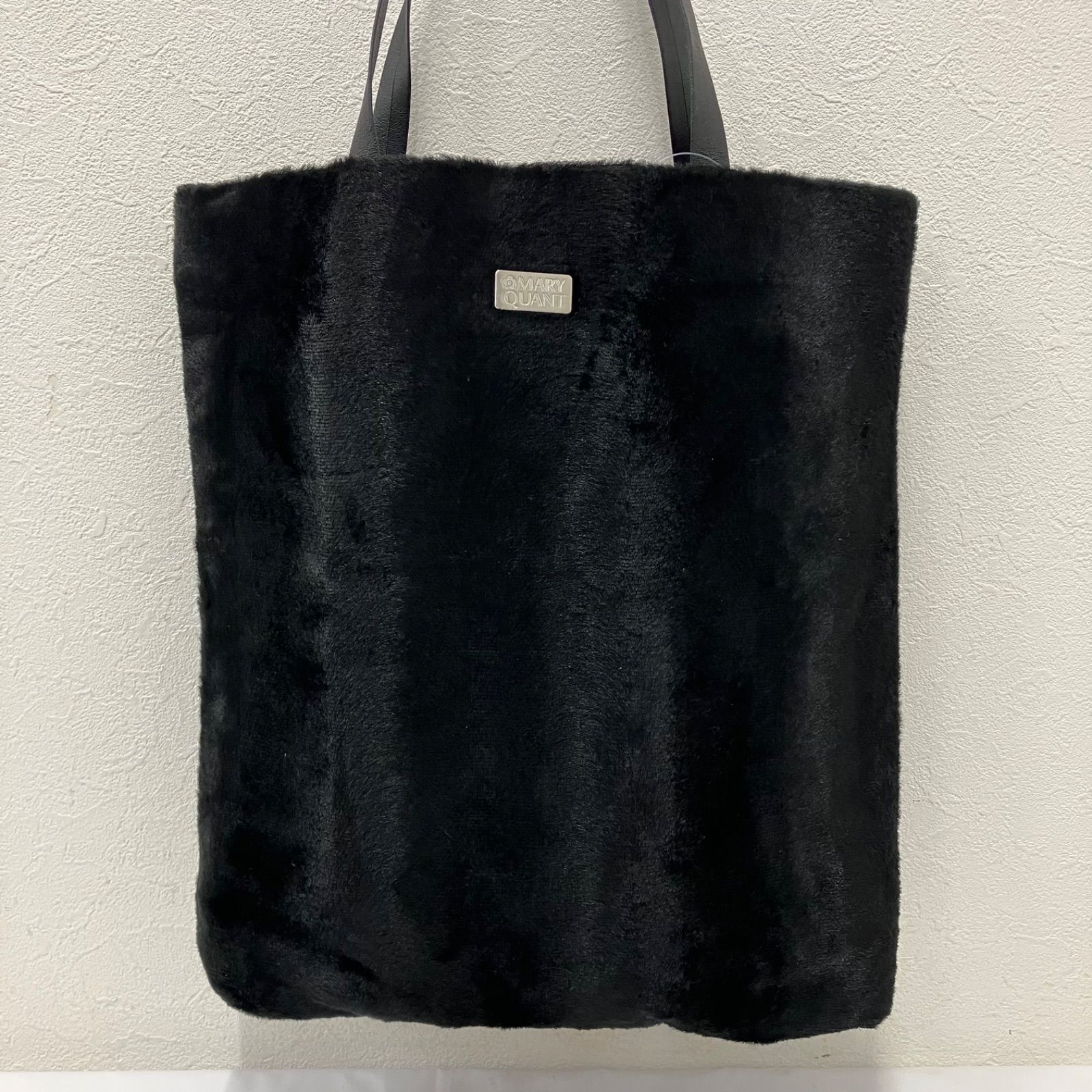 231 MARY QUANT マリークワント トートバッグ 縦型 ブラック系 黒 無地 