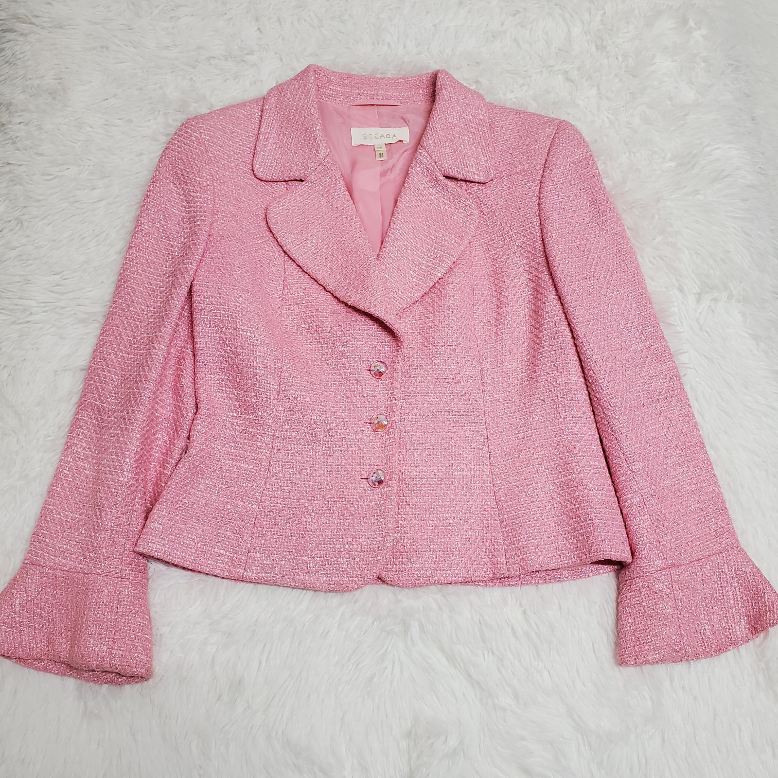 当店限定商品 ESCADA エスカーダ ツイード テーラードジャケット 32 