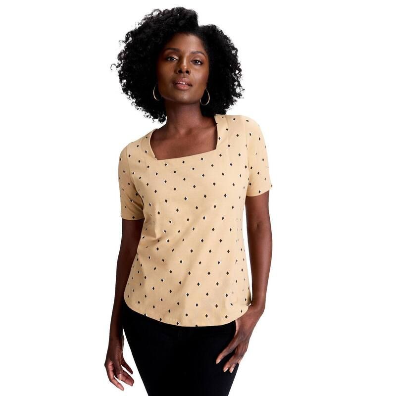 ジェシカロンドン レディース トップス Tシャツ プラスサイズ コットン Jessica London Womens Plusize Stretch Cotton Square Neck Tee Soft Camel Mini キャメル