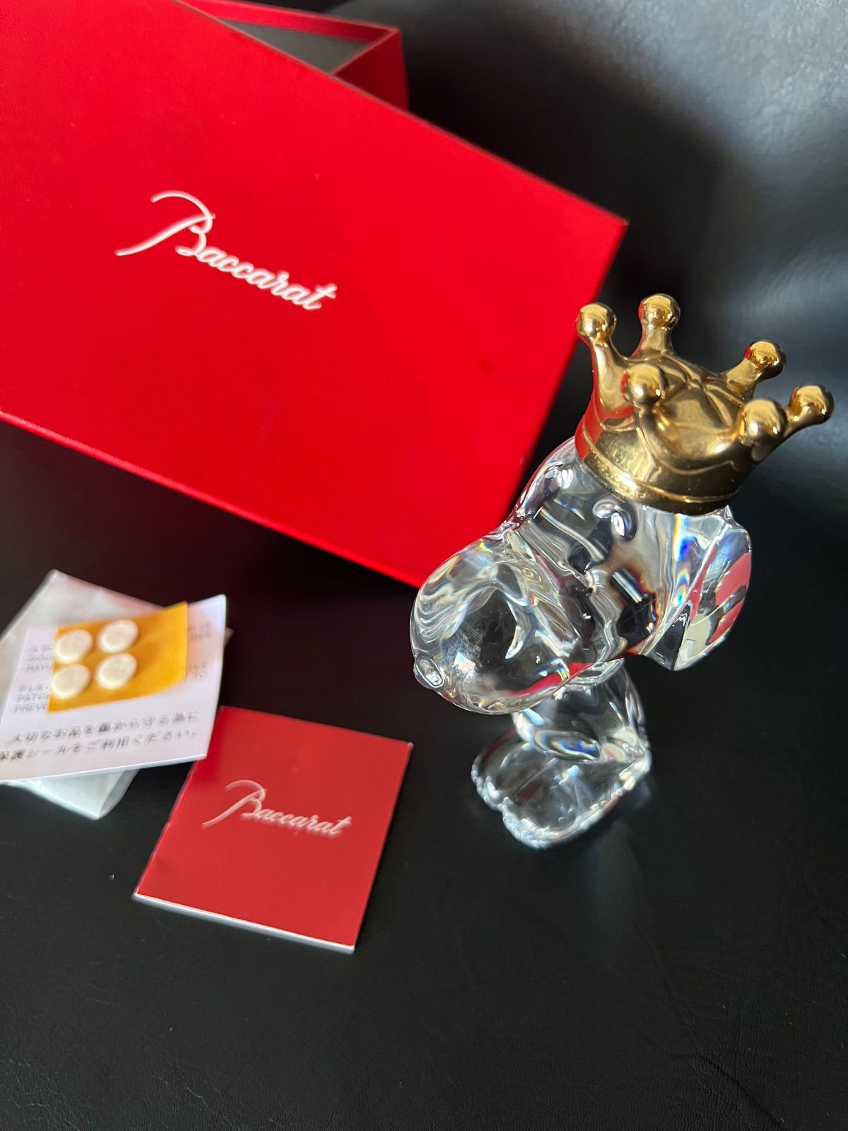 美品バカラ Baccarat 王冠を被ったスヌーピー スヌーピーキング Snoopy