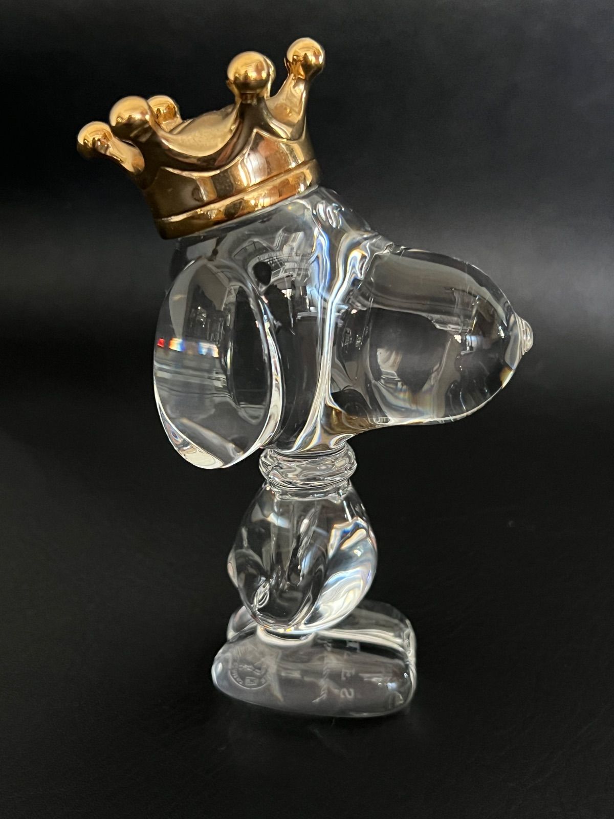 美品バカラ Baccarat 王冠を被ったスヌーピー スヌーピーキング Snoopy