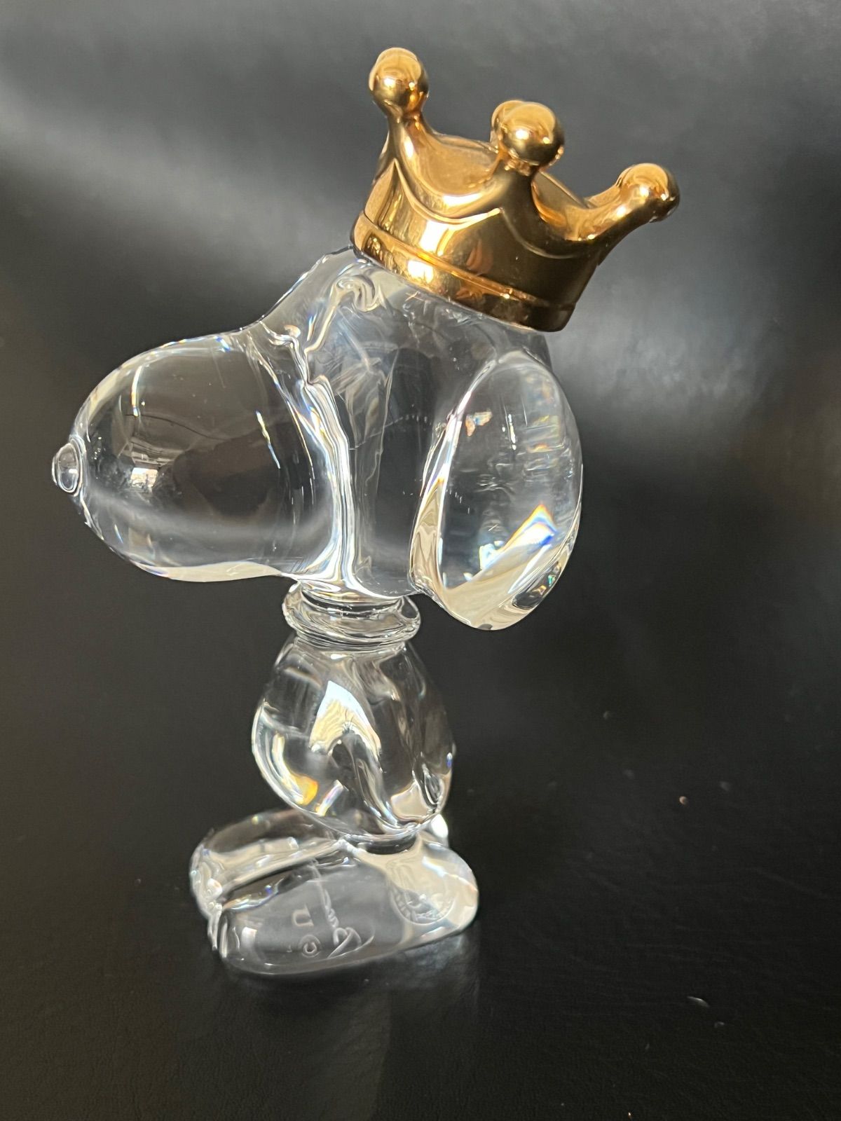 美品バカラ Baccarat 王冠を被ったスヌーピー スヌーピーキング Snoopy