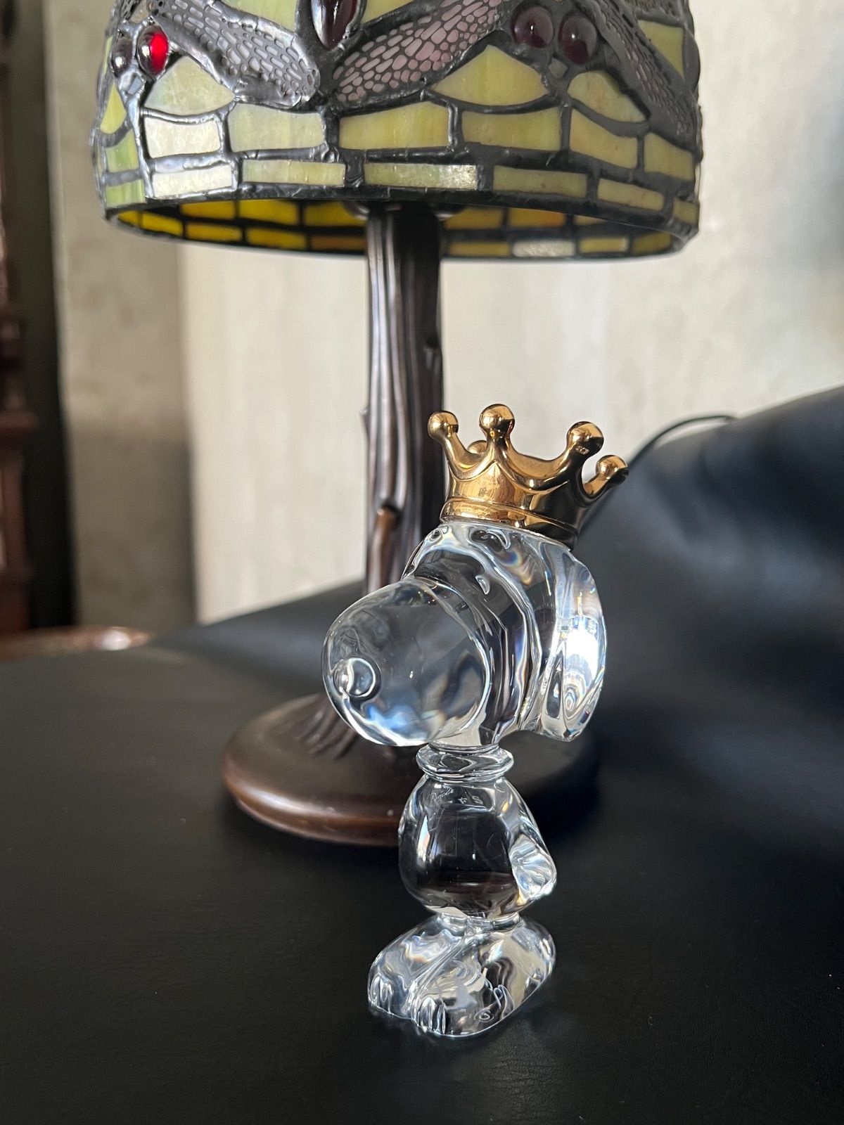 美品バカラ Baccarat 王冠を被ったスヌーピー スヌーピーキング Snoopy