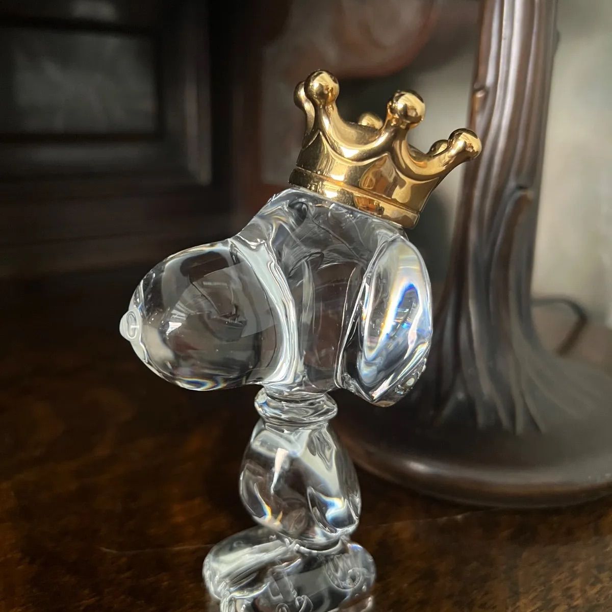 美品バカラ Baccarat 王冠を被ったスヌーピー スヌーピーキング Snoopy