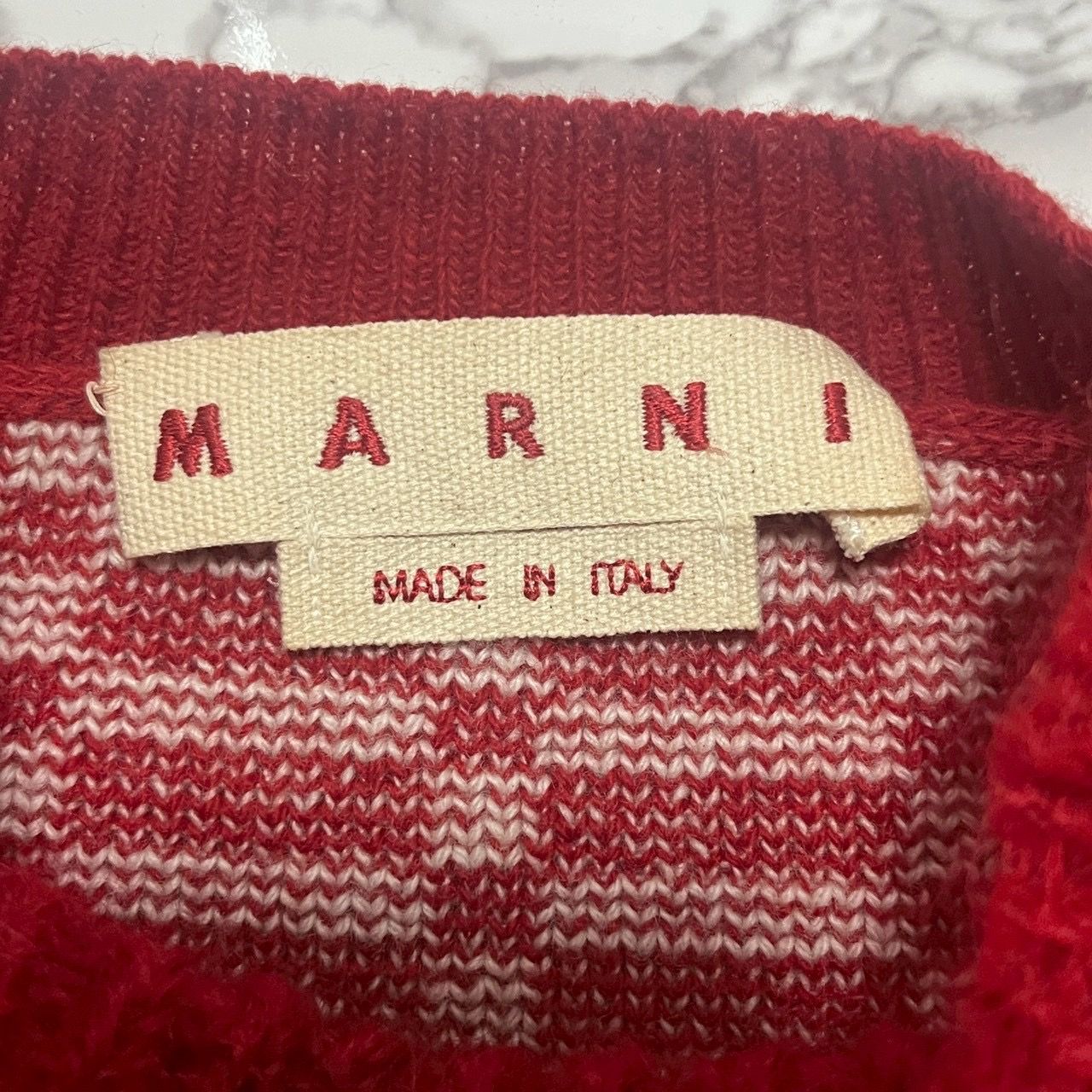 良品】マルニ MARNI 22年 ブロックチェック モヘア ニット セーター 赤 