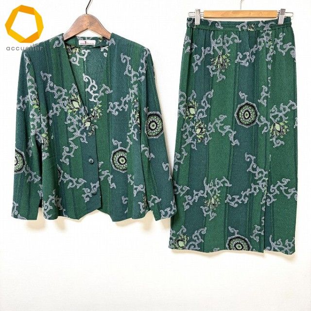 anc シセンドウ 詩仙堂 セットアップ 緑系 ちりめん ノーカラー 美品