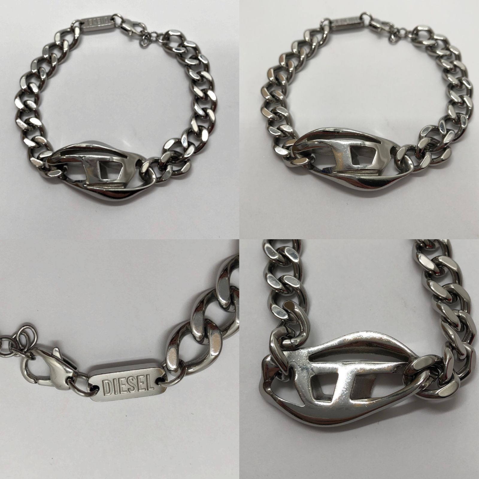◎I917 DIESEL ディーゼル Dロゴステンレスチェーンブレスレット 箱 