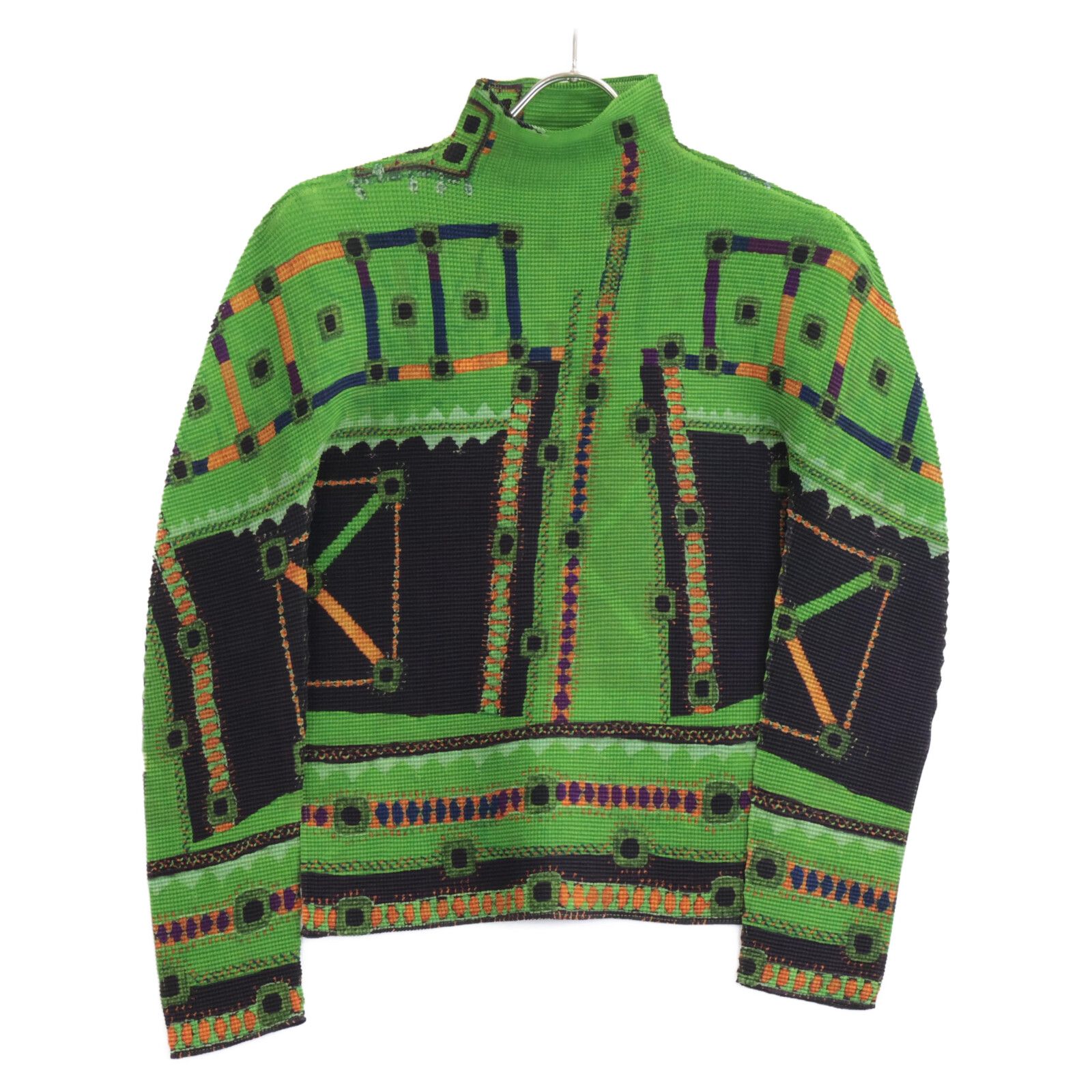 MeISSEYMIYAKE ミーイッセイミヤケ MI83FJ711 ｸﾞﾘｰﾝ 総柄 ｽﾄﾚｯﾁﾌﾟﾘｰﾂ