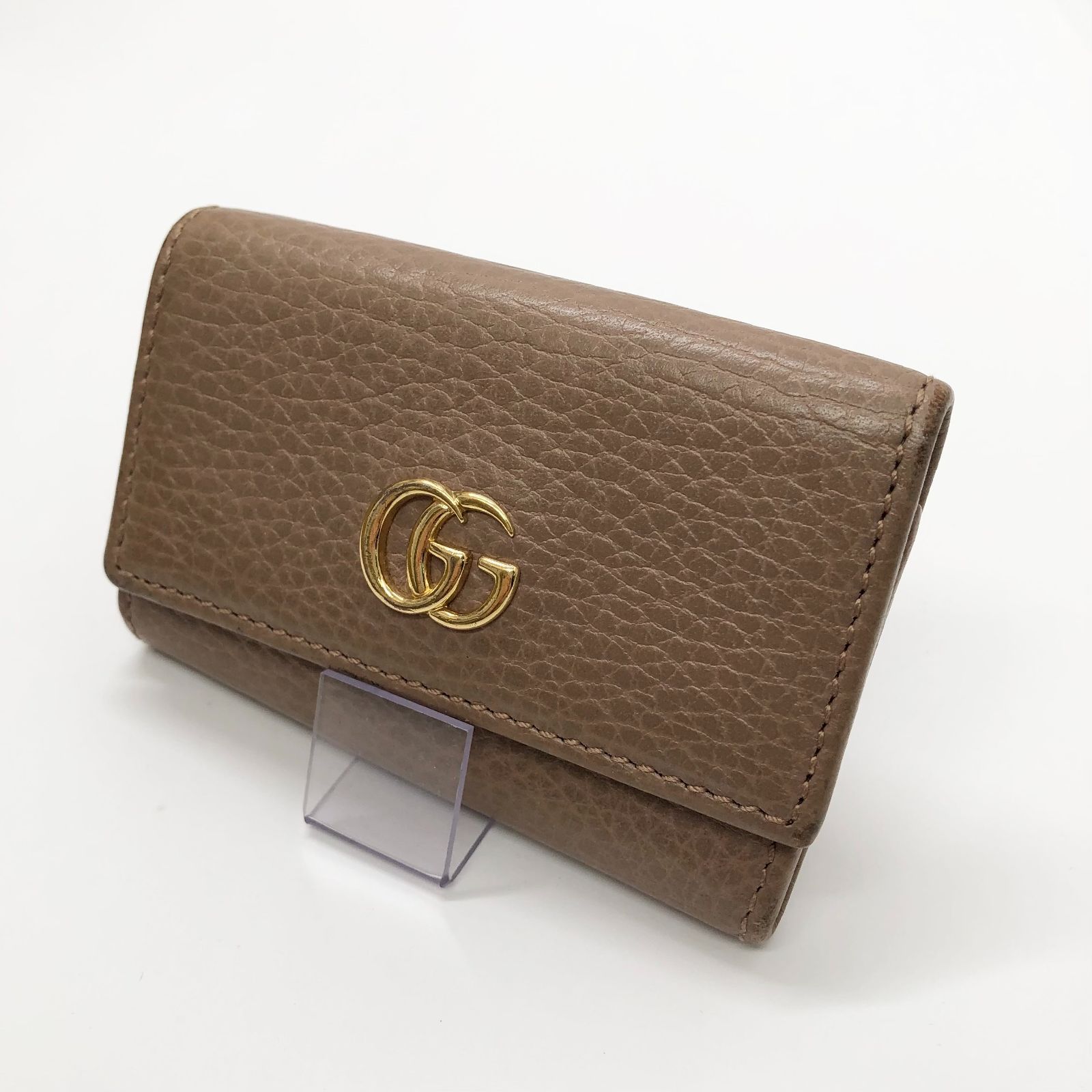 未使用品　箱付き　GUCCI グッチ　キーケース　GG柄　マーモント　ゴールド ◎I918 GUCCI グッチ 6連キーケース GGマーモント ゴールド金具 ピンク