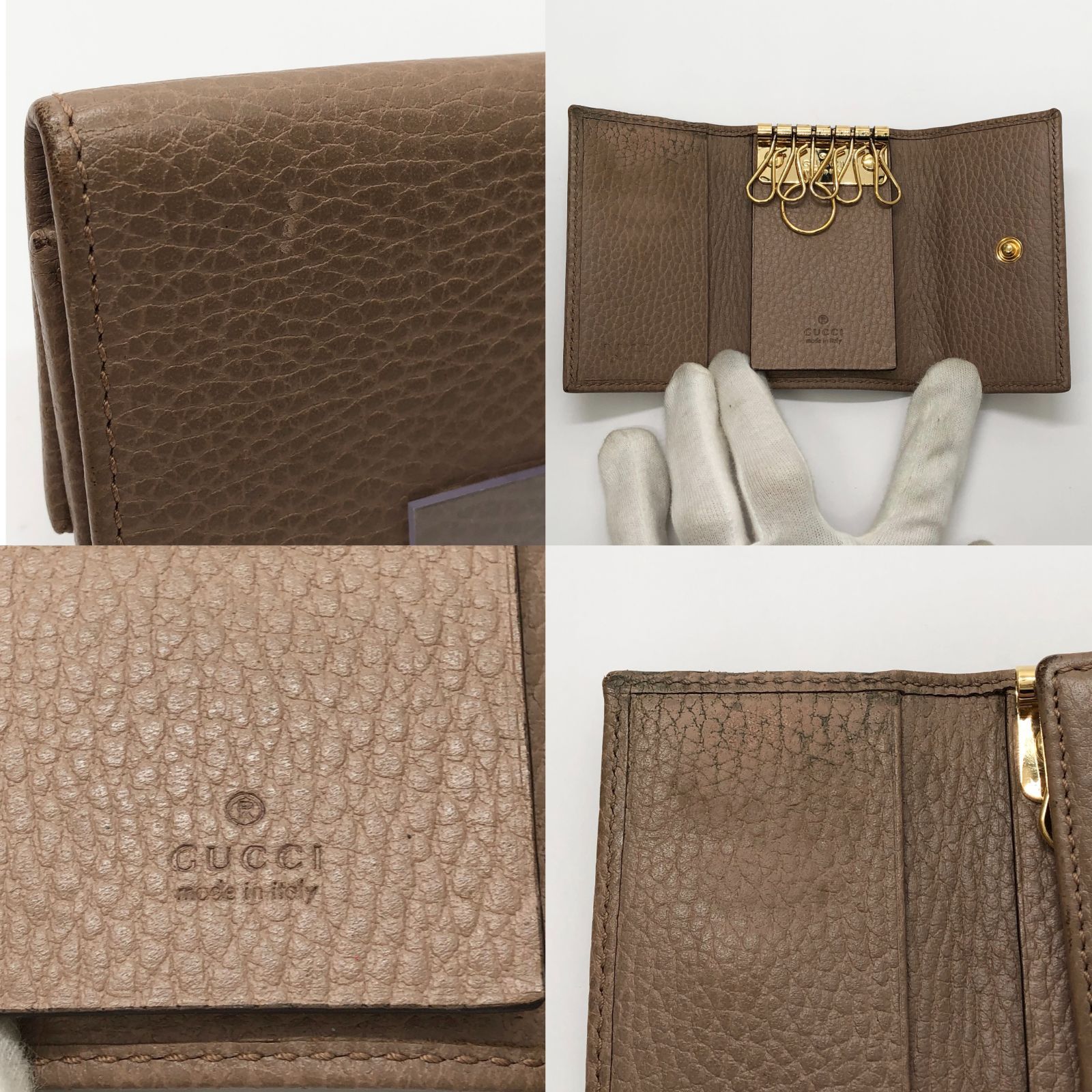 ◎I918 GUCCI グッチ 6連キーケース GGマーモント ゴールド金具 ピンク