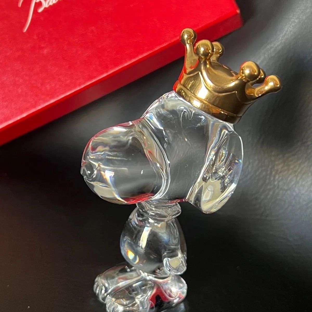 美品バカラ Baccarat 王冠を被ったスヌーピー スヌーピーキング Snoopy