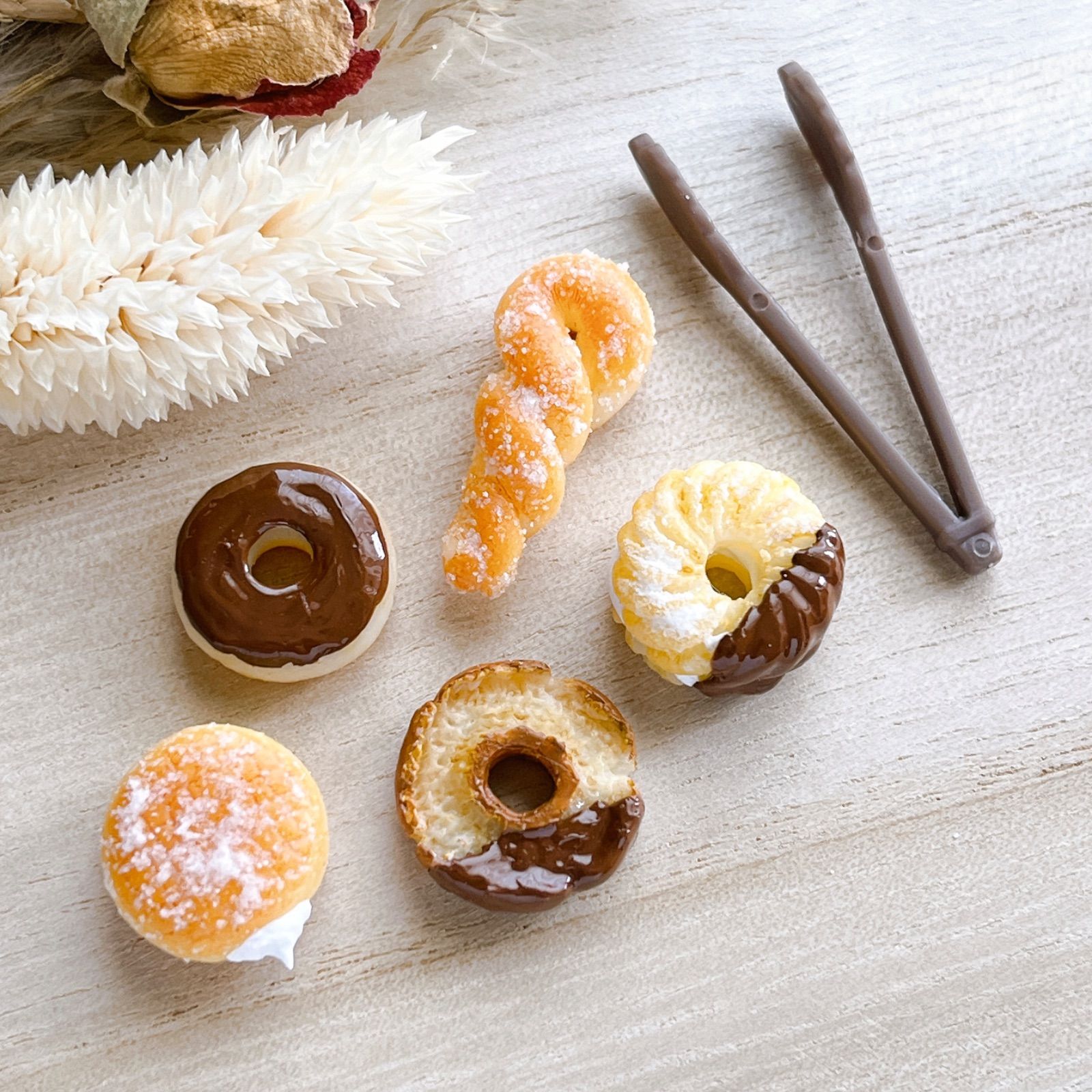 ミニチュアドーナツセット フェイクフード 樹脂粘土 チョコドーナツ